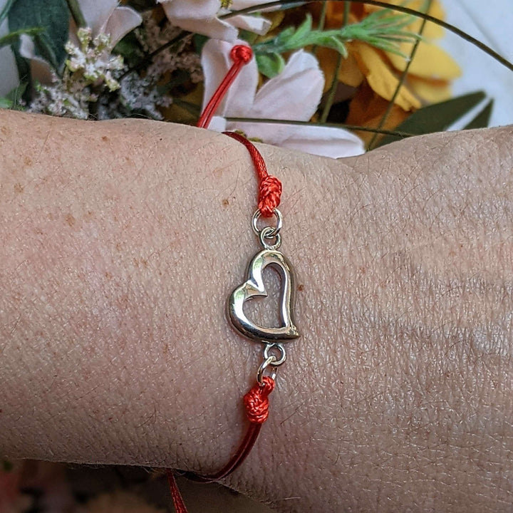 Slanted Heart Waxed Cord surfer Bracelet
