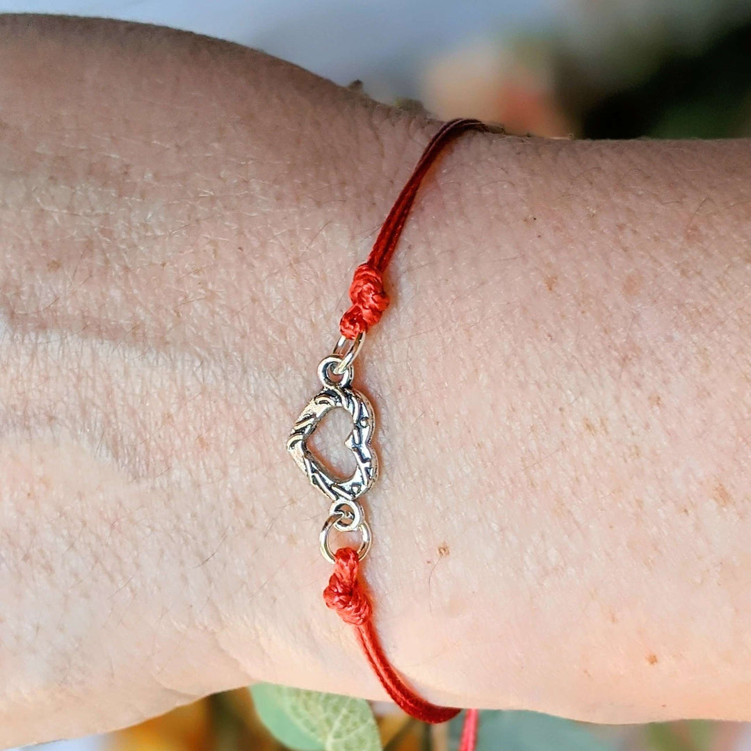 Tiny Heart Waxed Cord surfer Bracelet