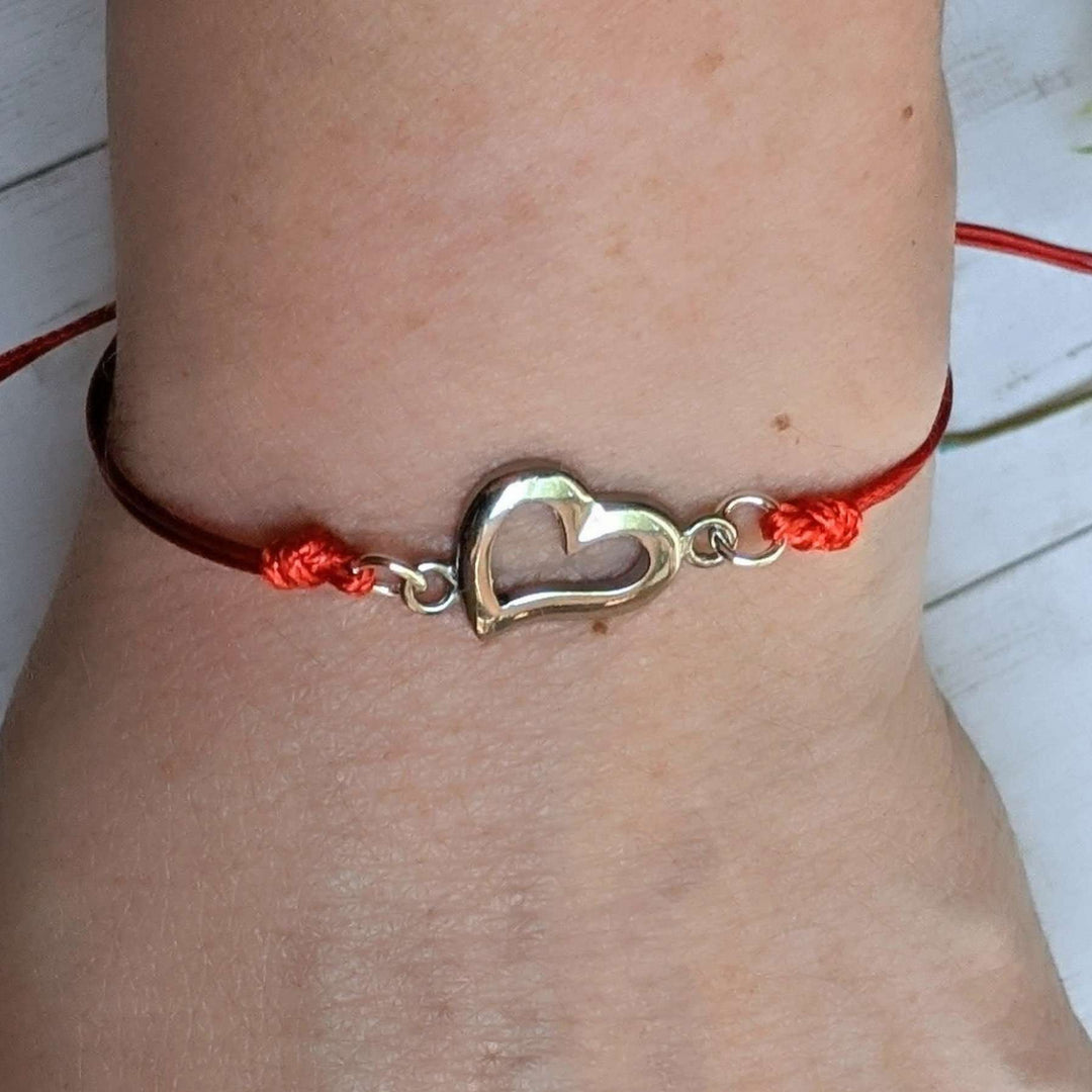 Slanted Heart Waxed Cord surfer Bracelet