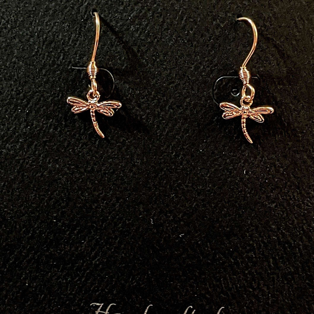 Dragonfly Rose Gold necklace/earrings set, 18 inch Earrings Only