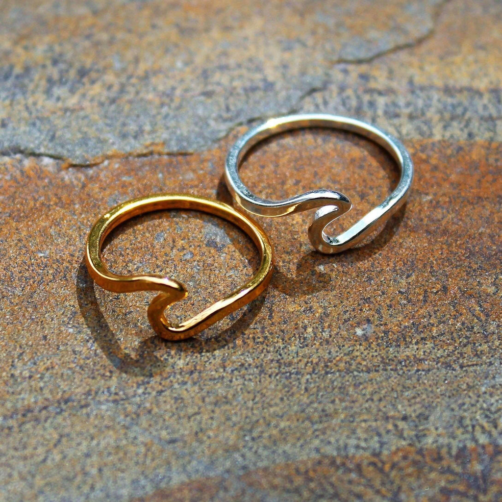 Ocean Wave Ring Gold or Silver - Size 6