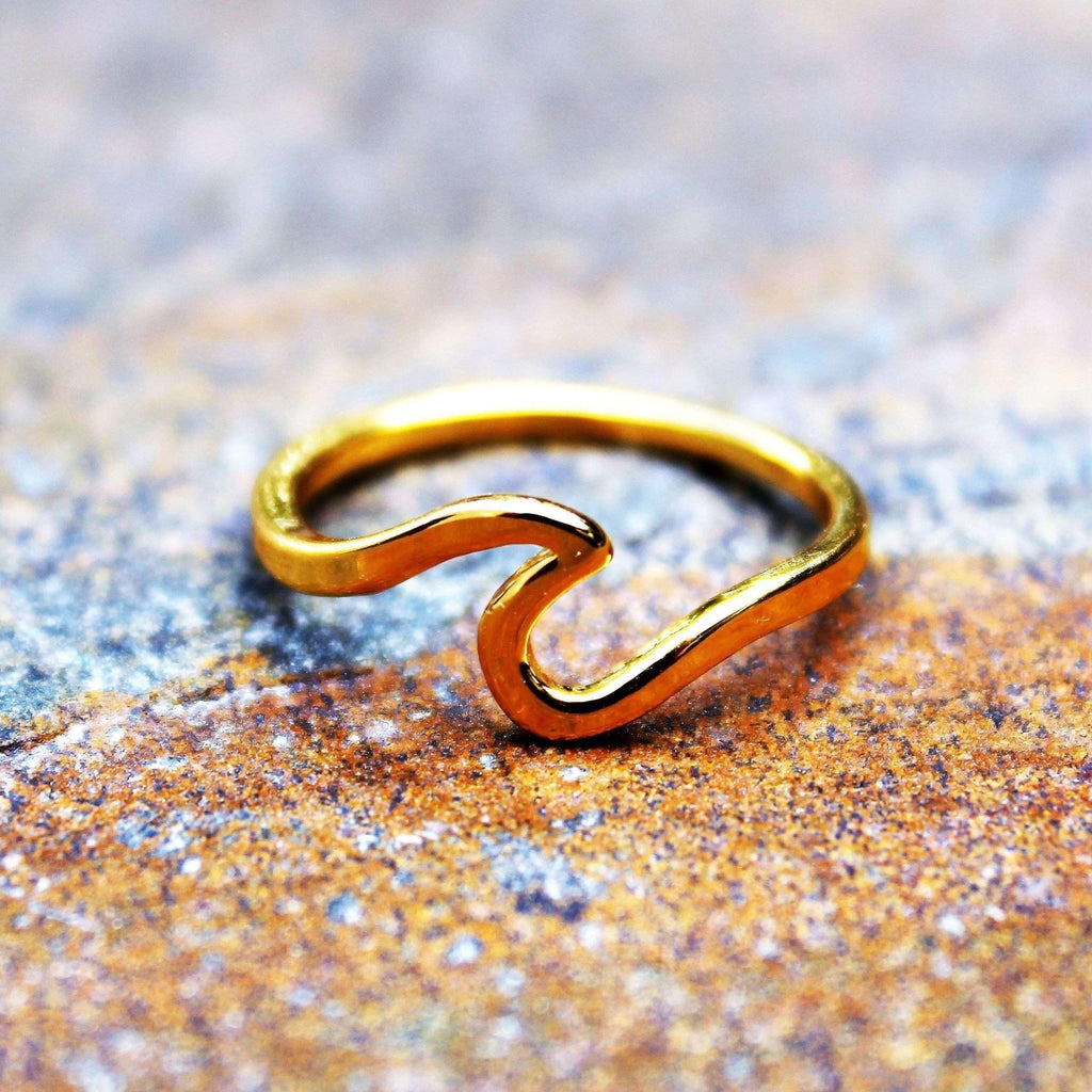 Ocean Wave Ring Gold or Silver - Size 6