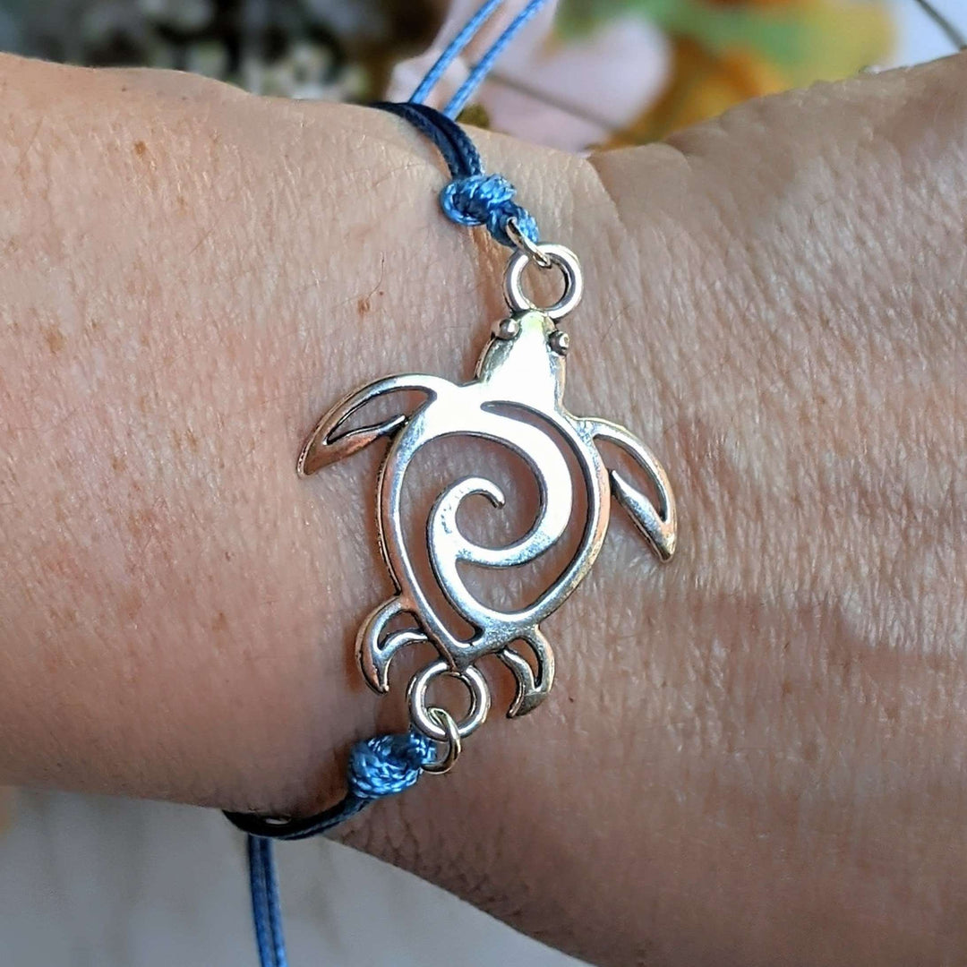 Sea Turtle Waxed Cord surfer Bracelet