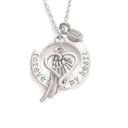 FOREVER in MY HEART Initial Memory necklace, 24 inch Unisex