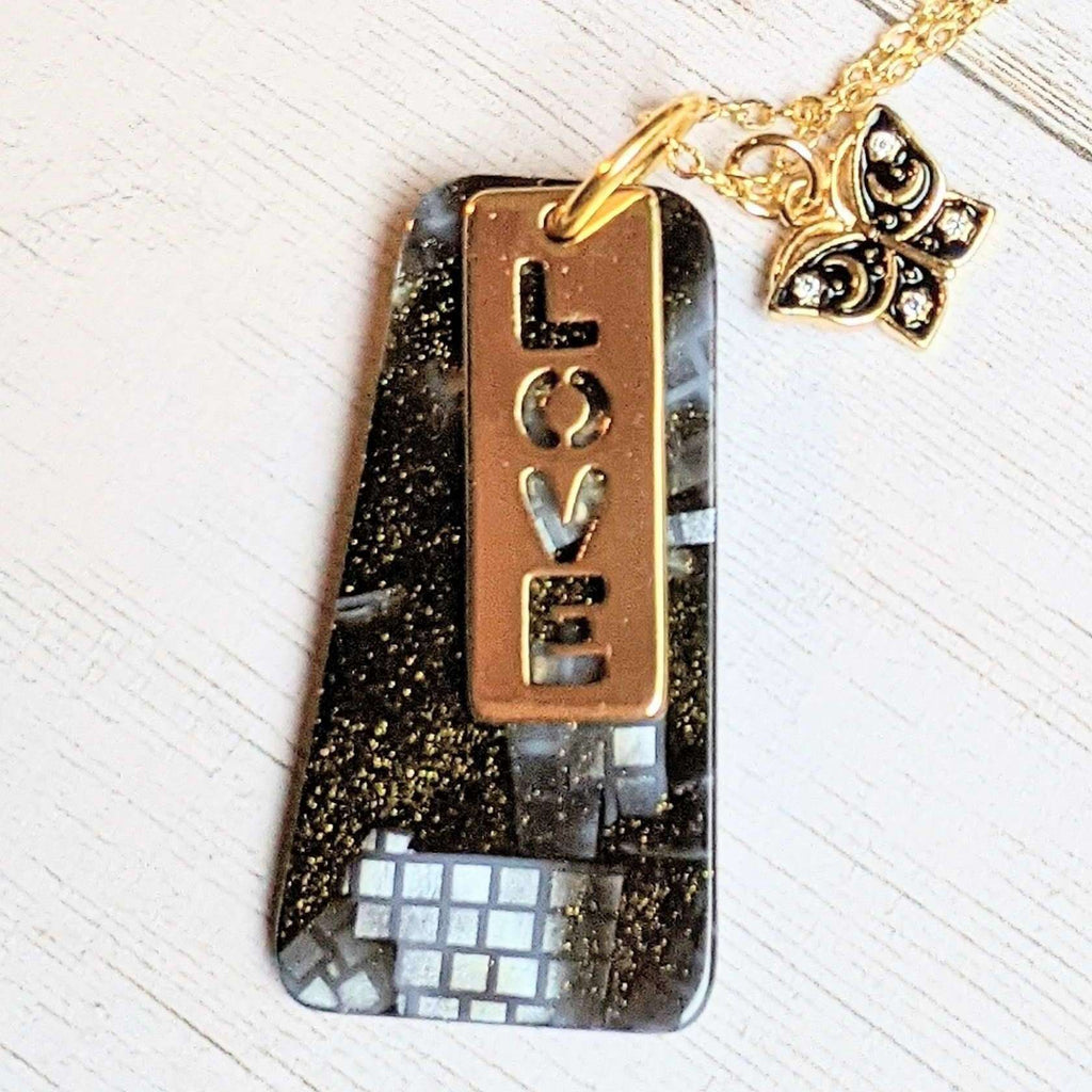 Gold Love Tag necklace, 24 inch