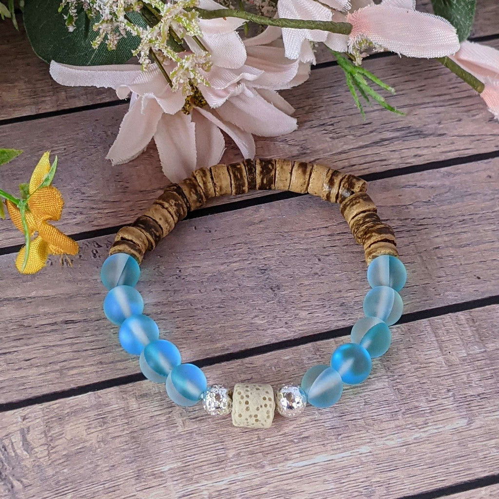 Iridescent Blue Mystic Aura Quartz Gemstone Diffuser bracelet