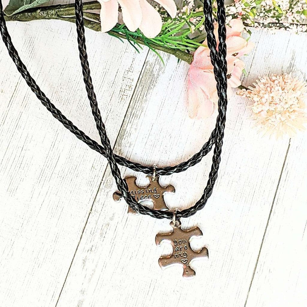 You are My Missing Piece faux leather Necklace Set, 22 inches