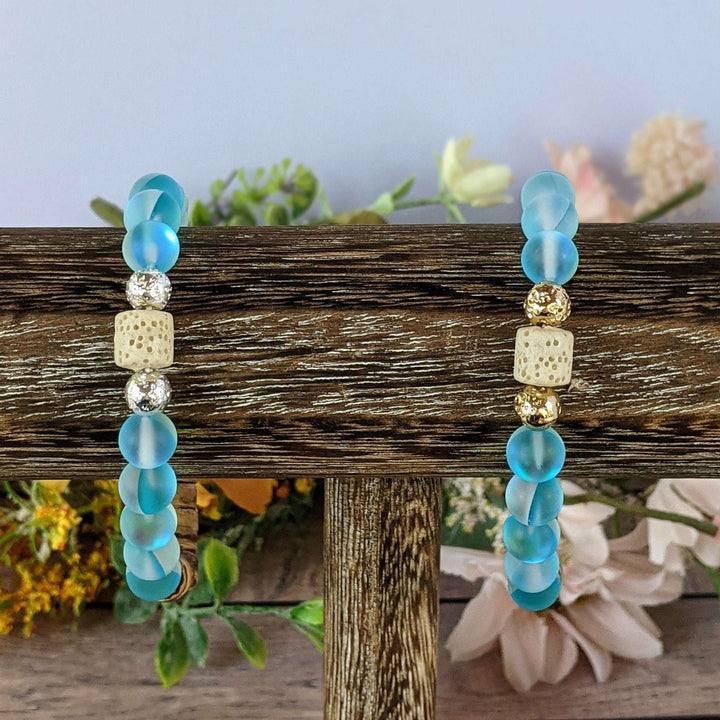 Iridescent Blue Mystic Aura Quartz Gemstone Diffuser bracelet