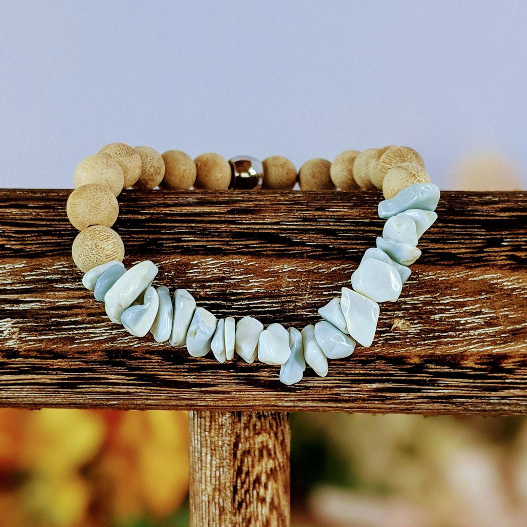 Blue Opal Gemstone Chip Diffuser Bracelet- Creativity Bracelet-OCTOBER BIRTHSTONE