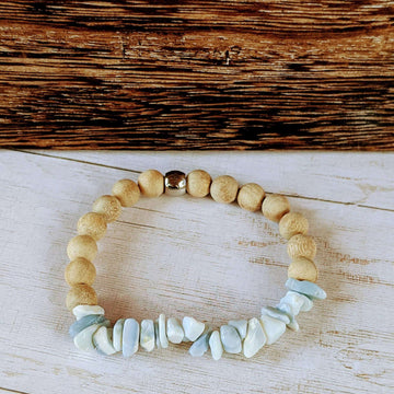 Blue Opal Gemstone Chip Diffuser Bracelet- Creativity Bracelet-OCTOBER BIRTHSTONE
