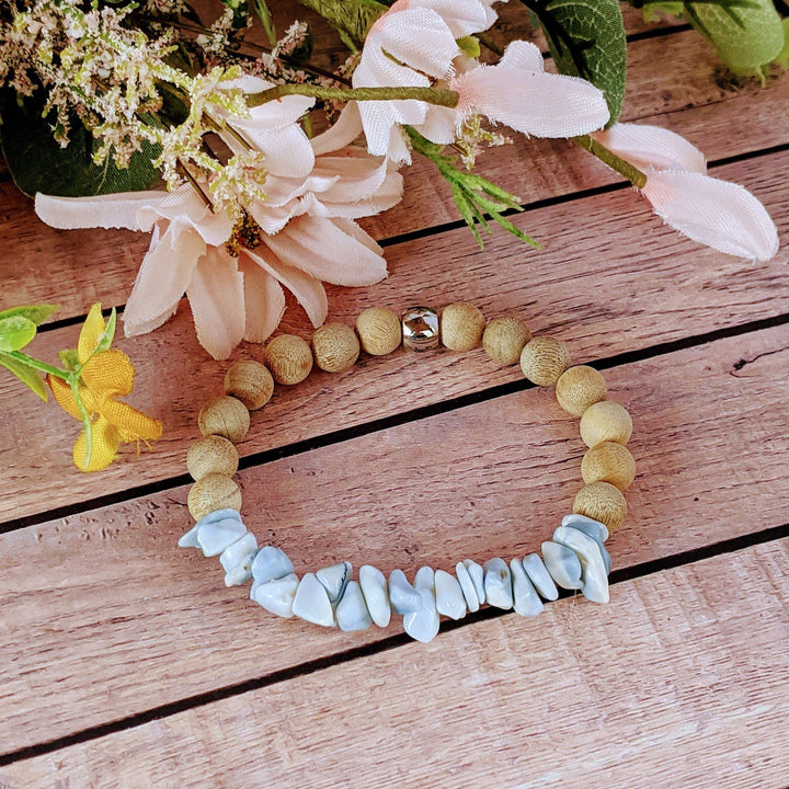 Blue Opal Gemstone Chip Diffuser Bracelet- Creativity Bracelet-OCTOBER BIRTHSTONE