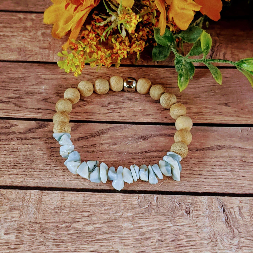 Blue Opal Gemstone Chip Diffuser Bracelet- Creativity Bracelet-OCTOBER BIRTHSTONE