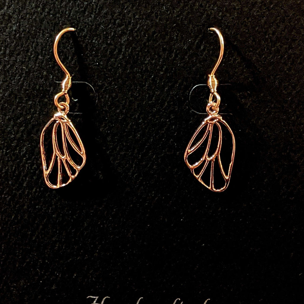 Butterfly/Fairy Wing Rose Gold necklace/earrings set, 18 inch Earrings Only