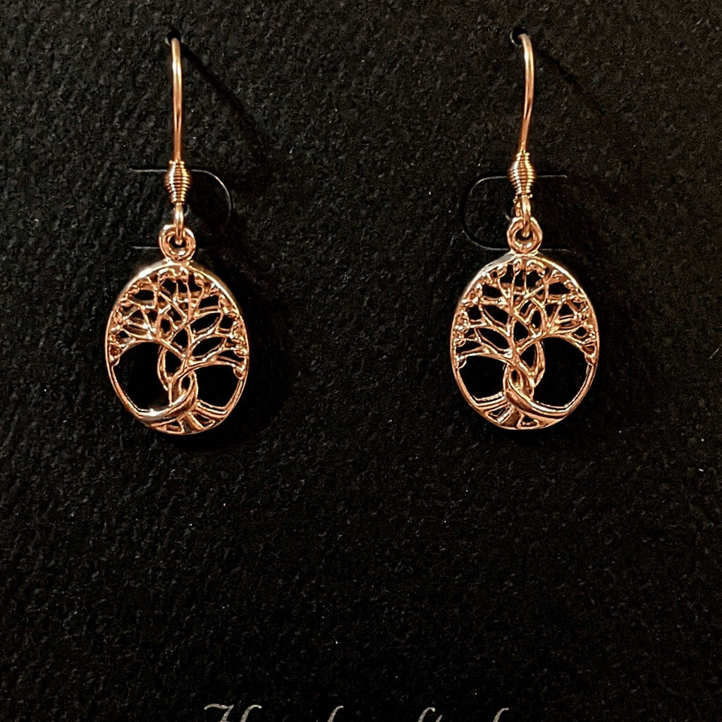 Tree of Life Rose Gold necklace earrings set,18 inch Earrings Only