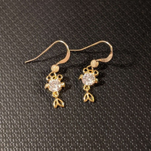 14K Gold CZ Koi dangle earrings