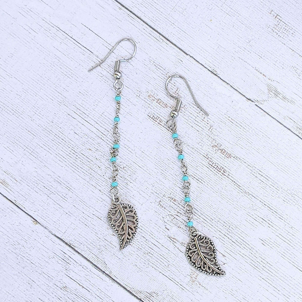 Fancy Leaf turquoise dangle earrings