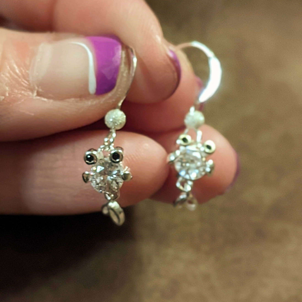 CZ Diamond Koi Fish Sterling Silver dangle earrings