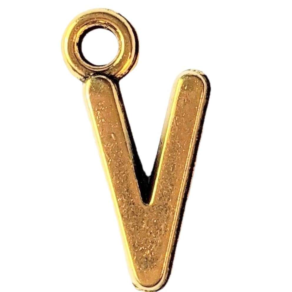 Gold Initial Charm - Letter V