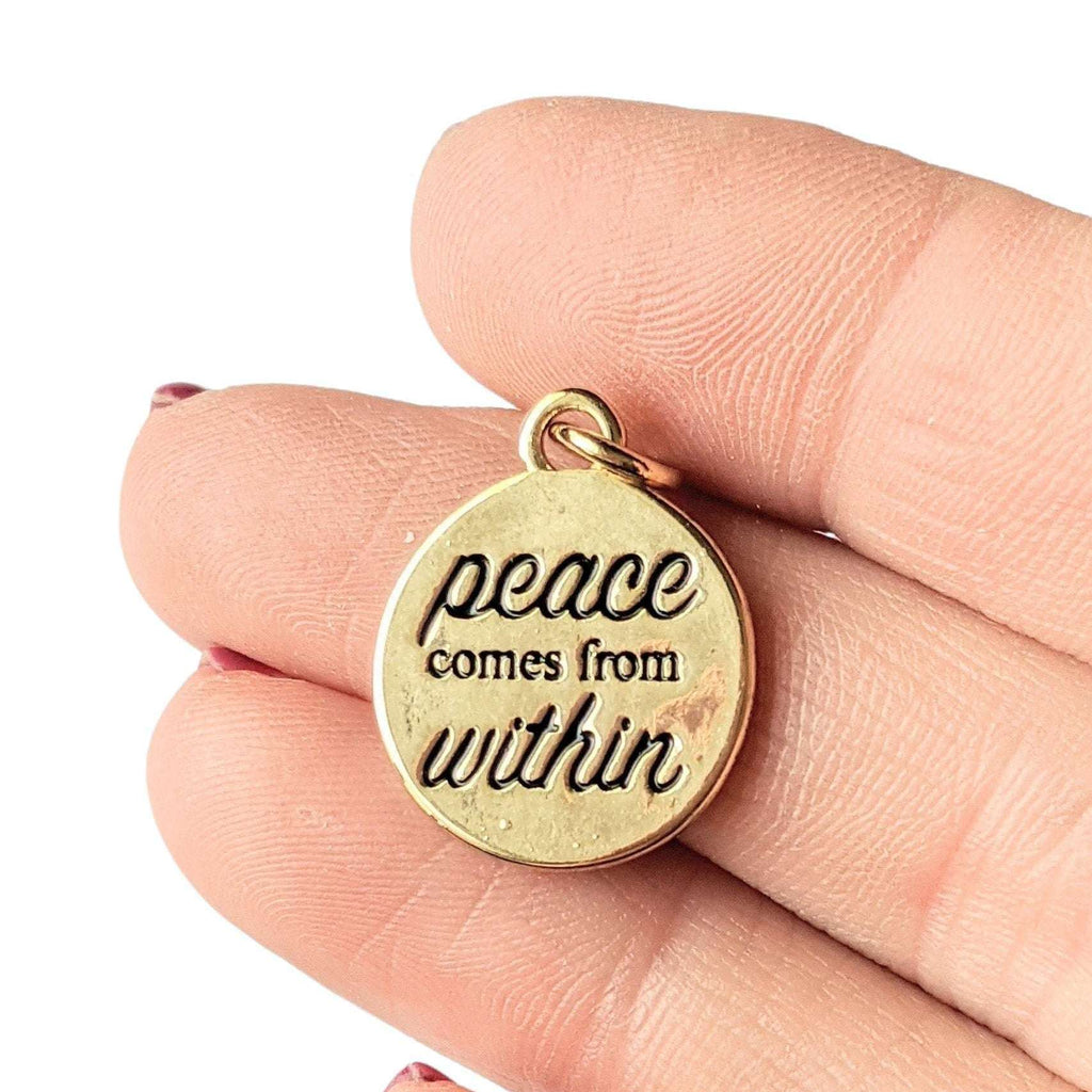Gold Peace Comes From Within Charm