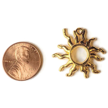 Gold Large Open Celestial Sun Charm Pendant
