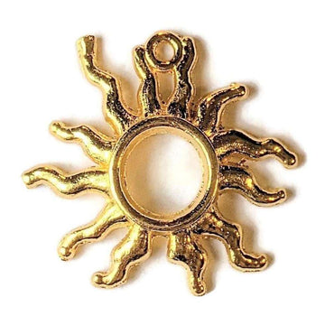 Gold Large Open Celestial Sun Charm Pendant