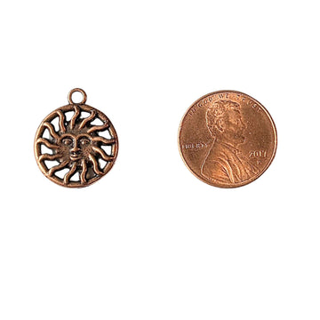Antique Copper Celestial Sun Charm