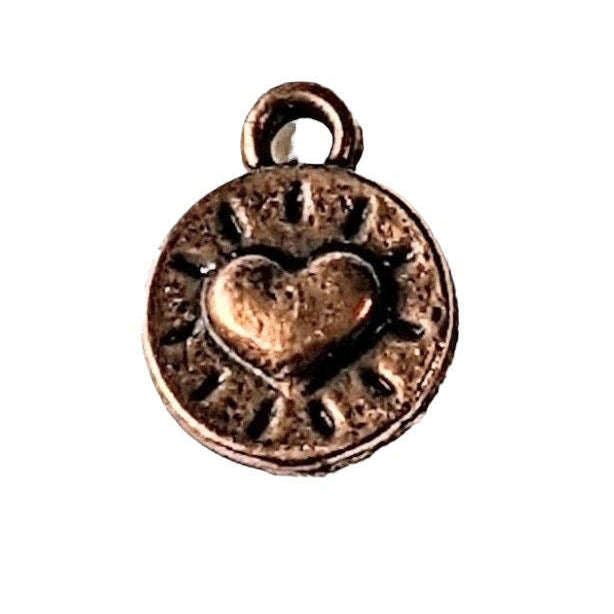 Antique Copper Tiny Framed Heart Charm