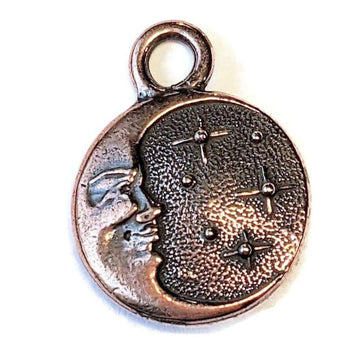 Antique Copper TierraCast® Crescent Moon Face Charm