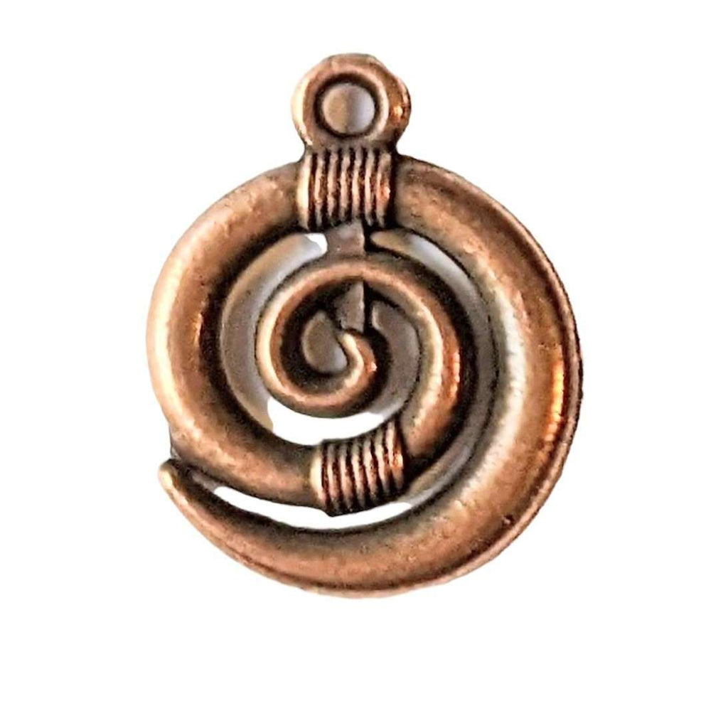Antique Copper Swirl Charm Pendant