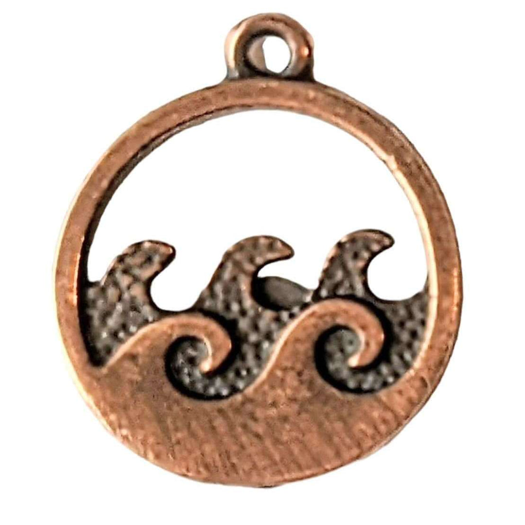 Antique Copper Ocean Waves Pendant
