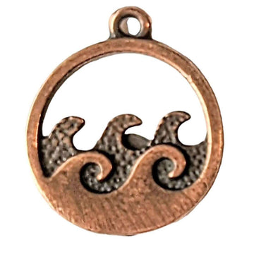 Antique Copper Ocean Waves Pendant