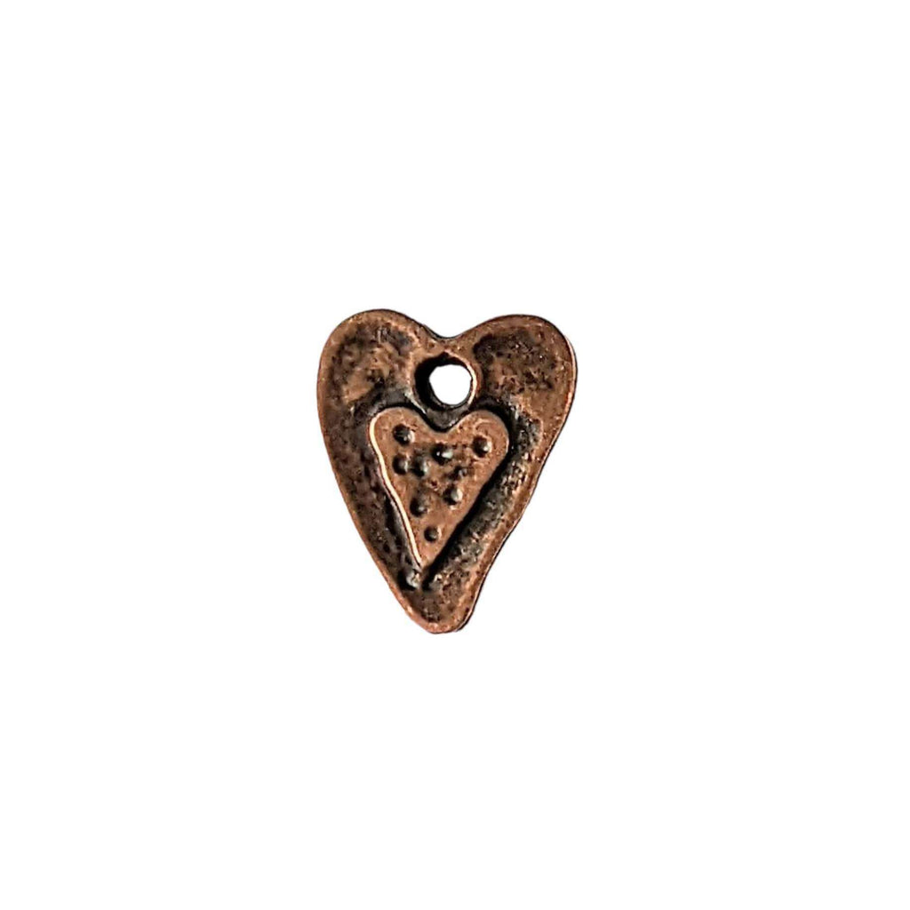 Antique Copper Heart Charm Pendant