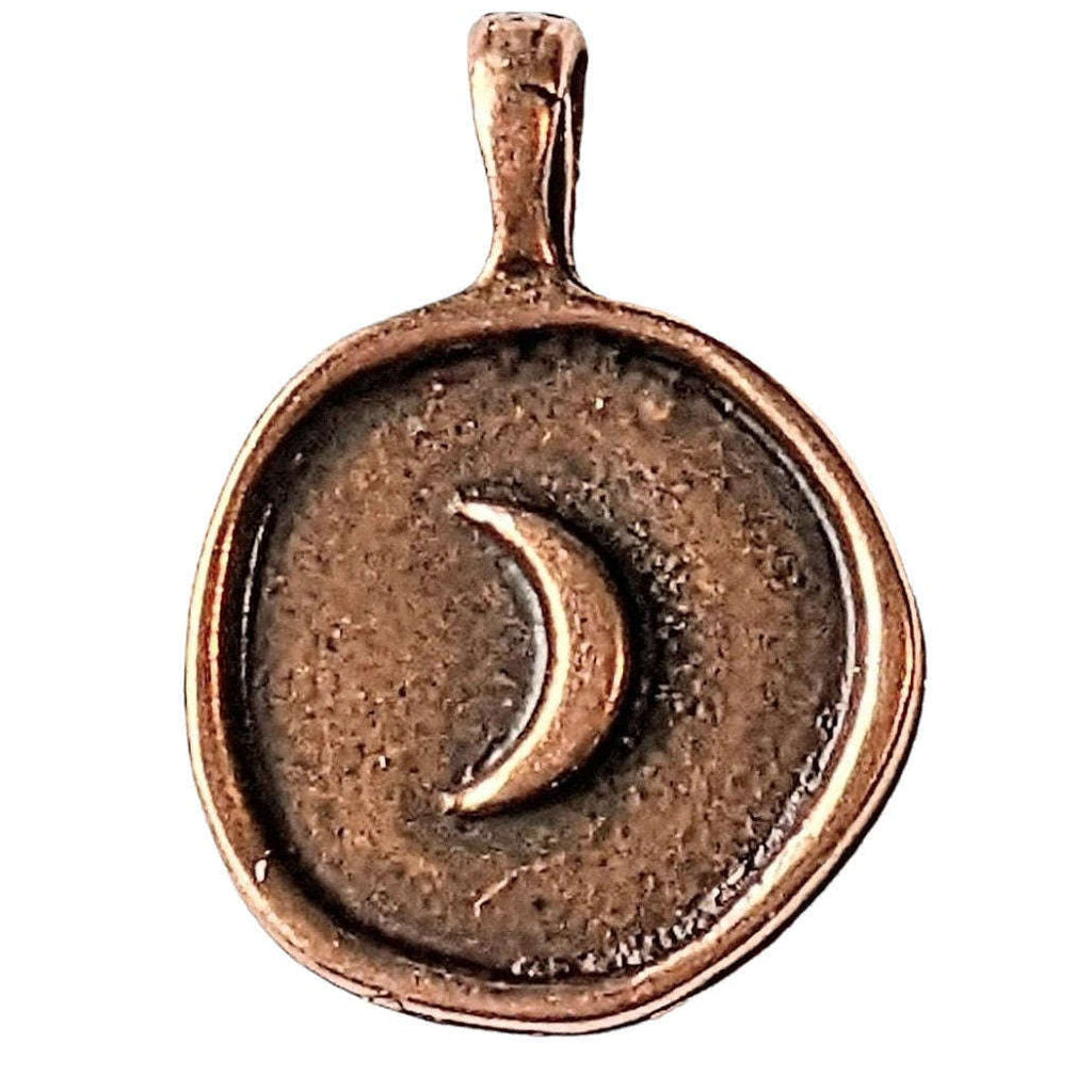 Antique Copper Crescent Moon Charm