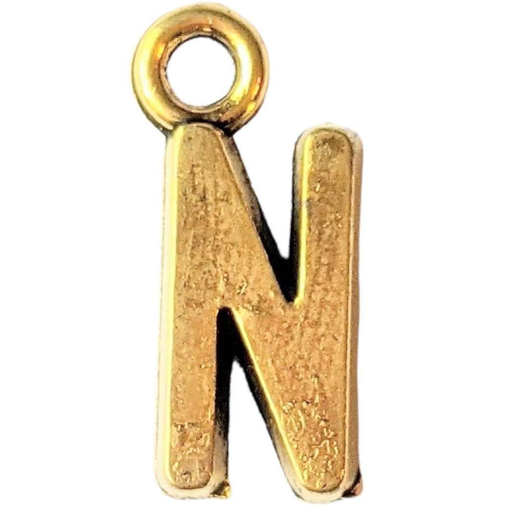 Gold Initial Charm - Letter N