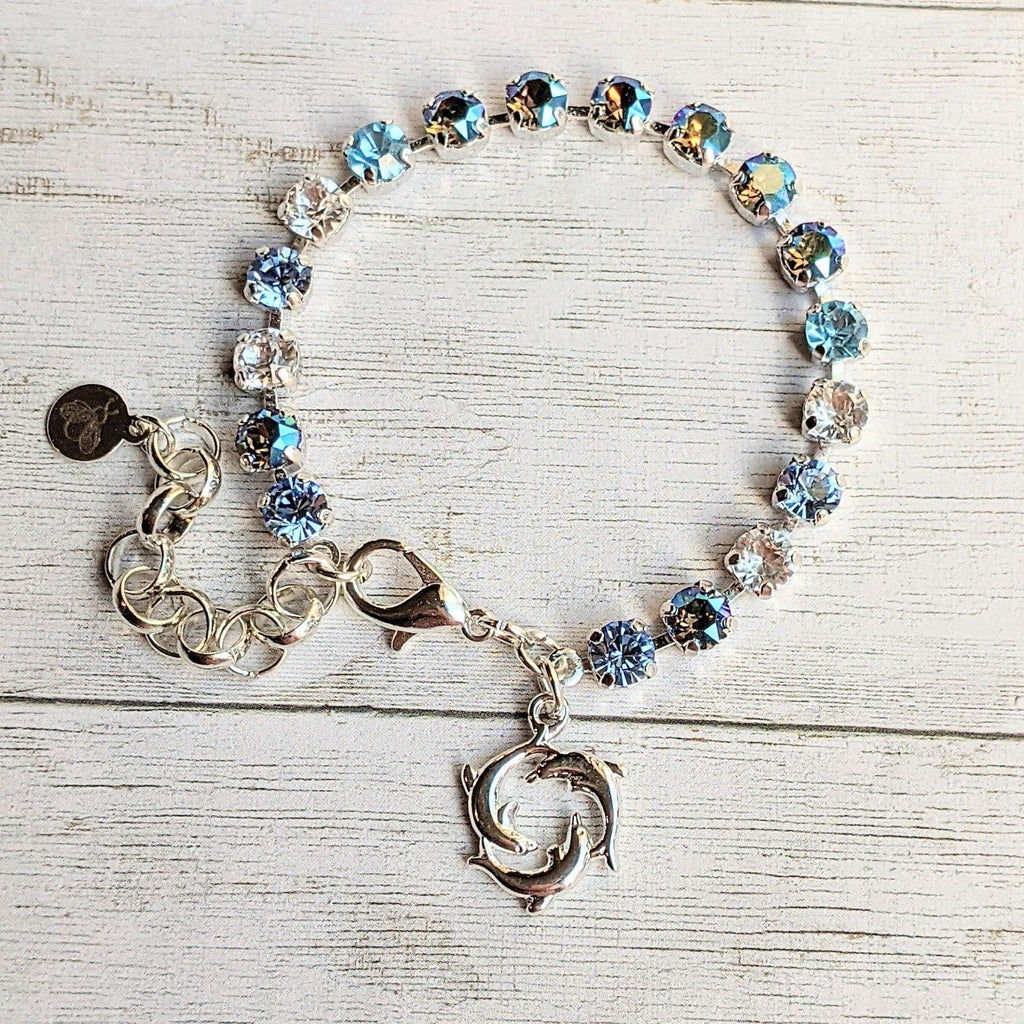 Dolphin Trio Faceted Crystal Bracelet