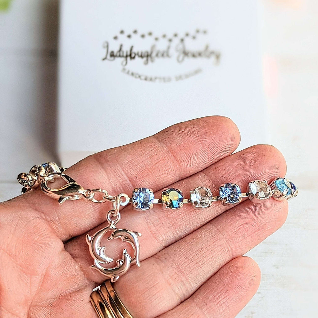 Dolphin Trio Faceted Crystal Bracelet