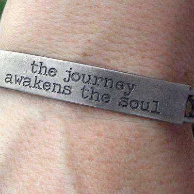 The Journey Awakens the Soul, Inspirational Quote Twisted rope bolo Bracelet