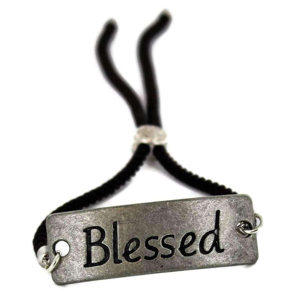 BLESSED Adjustable Inspirational Bolo Slider Bracelet