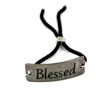 BLESSED Adjustable Inspirational Bolo Slider Bracelet