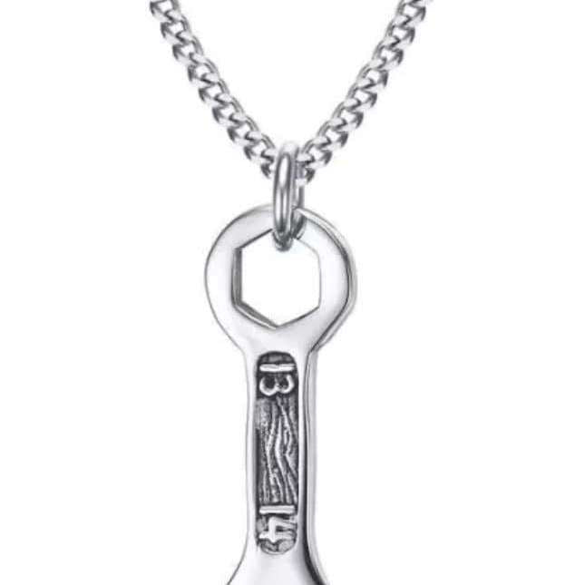 Mechanic's Wrench Pendant, Men's Stainless Steel necklace, 22 inches