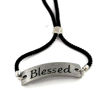 BLESSED Adjustable Inspirational Bolo Slider Bracelet