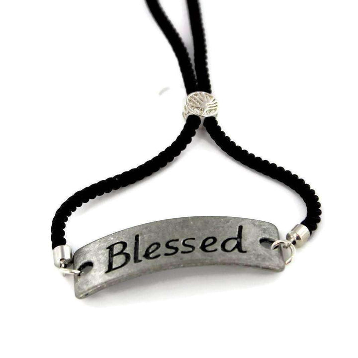 BLESSED Adjustable Inspirational Bolo Slider Bracelet
