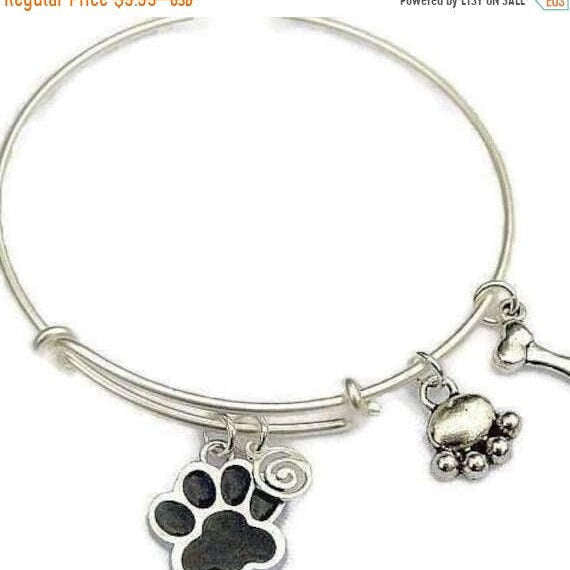 Dog Lover's Bracelet, ADJUSTABLE Wire Charm BANGLE
