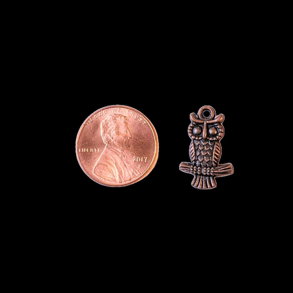 Antique Copper Tiny Owl Perching Charms