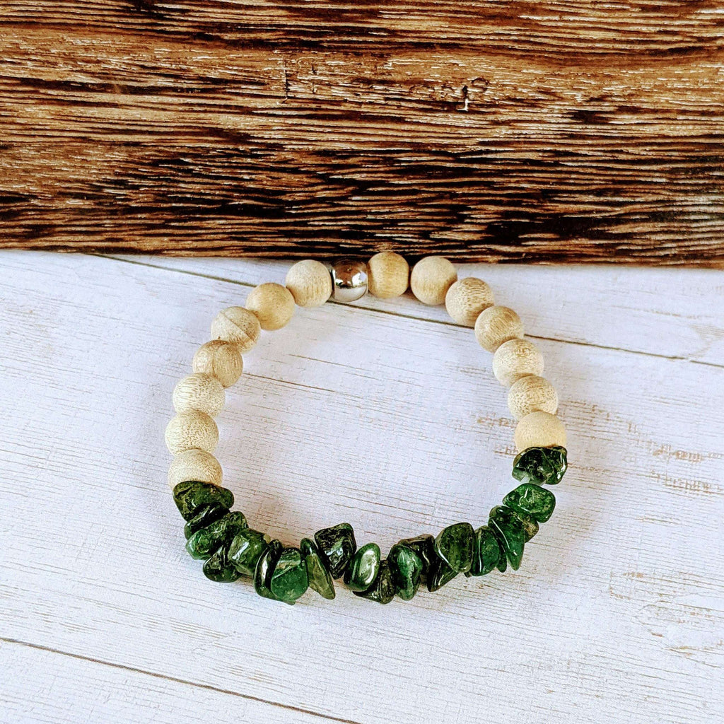 Green Jade Gemstone Chip Diffuser Bracelet- Good Luck Bracelet