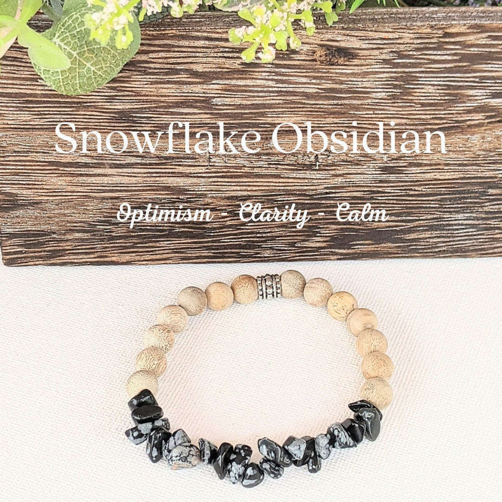 Natural Snowflake Obsidian Gemstone Chip Diffuser Bracelet-Optimism Bracelet