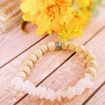 Natural Rose Quartz Gemstone Chip Diffuser-Love & Compassion Bracelet