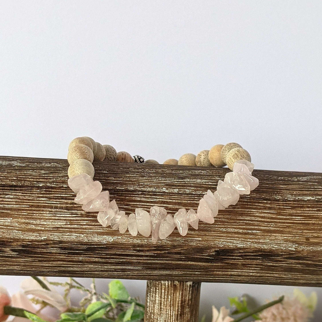Natural Rose Quartz Gemstone Chip Diffuser-Love & Compassion Bracelet