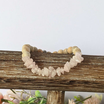 Natural Rose Quartz Gemstone Chip Diffuser-Love & Compassion Bracelet