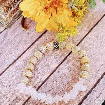Natural Rose Quartz Gemstone Chip Diffuser-Love & Compassion Bracelet